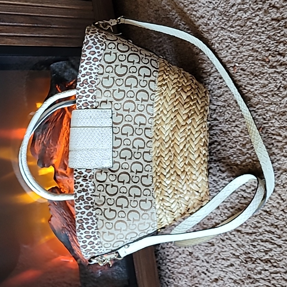 Guess mixed media tote guess bucket bag guess straw bag - Picture 5 of 15